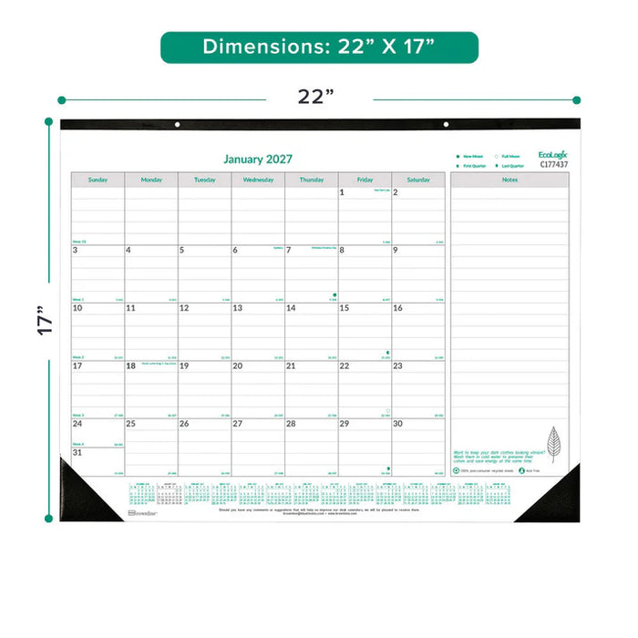 Monthly Desk Pad Calendar, EcoLogix®, English, 2027 (C177437-27)