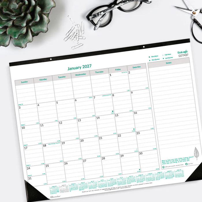 Monthly Desk Pad Calendar, EcoLogix®, English, 2027 (C177437-27)