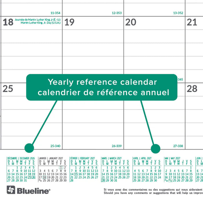 Calendar Pad-Desk Monthly 22X17 Ecologix  Bilingual  2027 (C177437B-27)