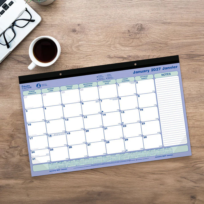 Calendar Pad-Desk Monthly 17-3/4X10-7/8 Bilingual 2027 (C181700B-27)