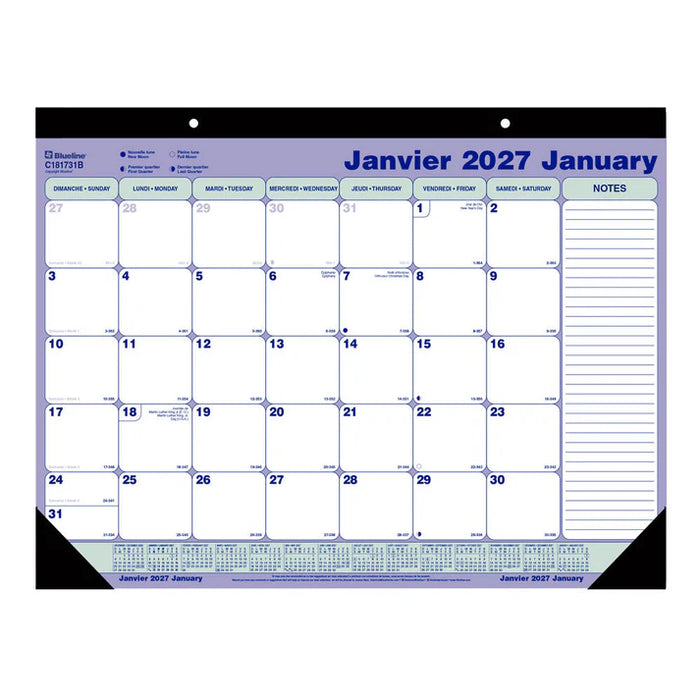 Calendar Pad-Desk Monthly 21-1/4X16 Bilingual  2027 (C181731B-27)