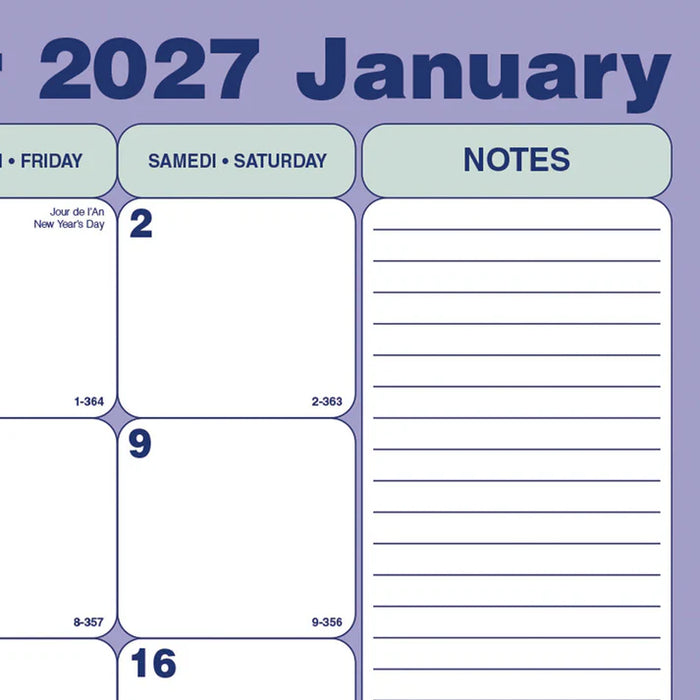 Calendar Pad-Desk Monthly 21-1/4X16 Bilingual  2027 (C181731B-27)