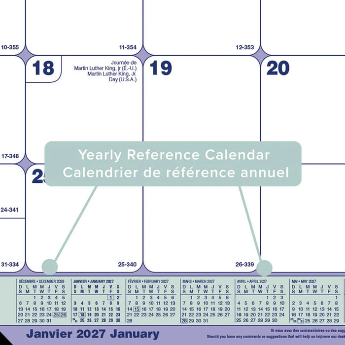 Calendar Pad-Desk Monthly 21-1/4X16 Bilingual  2027 (C181731B-27)