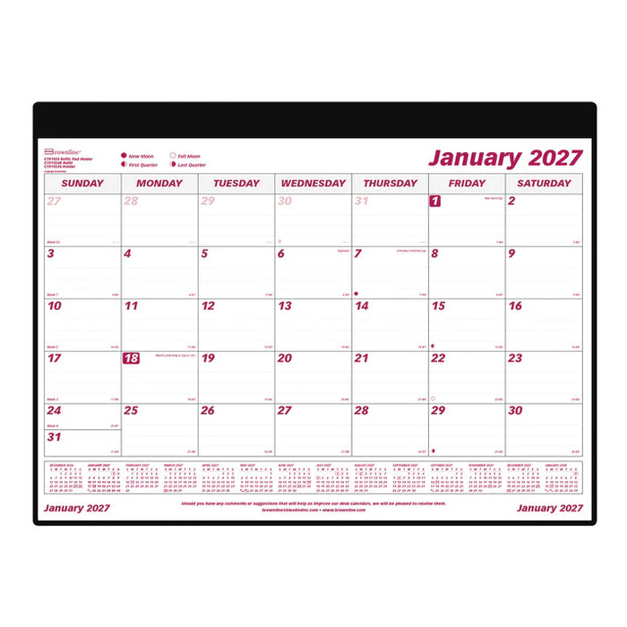 Calendar Pad/Holder-Desk, Monthly 24-1/4X19-1/8 English 2027 (C191924-27)