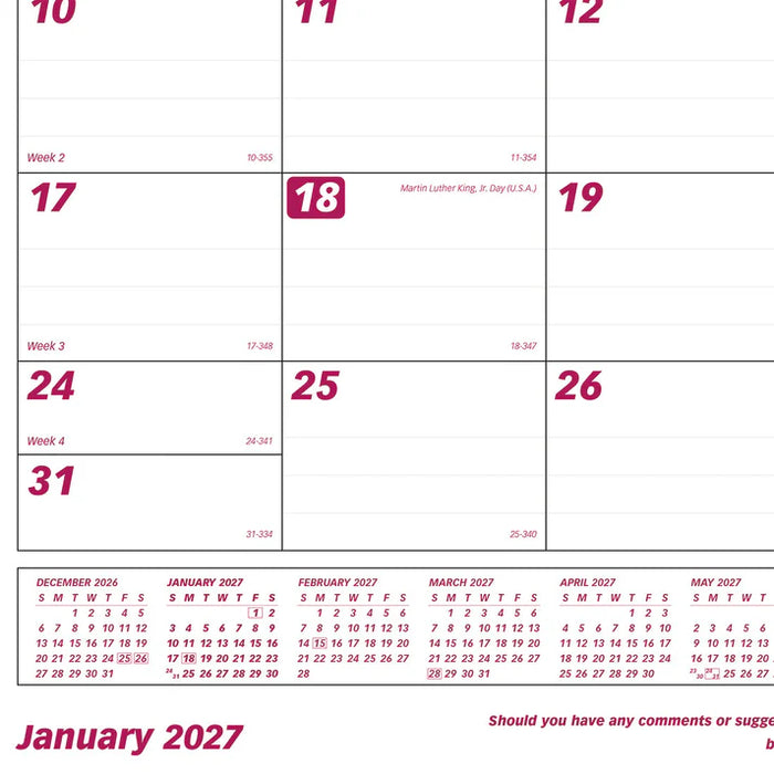 Calendar Pad/Holder-Desk, Monthly 24-1/4X19-1/8 English 2027 (C191924-27)