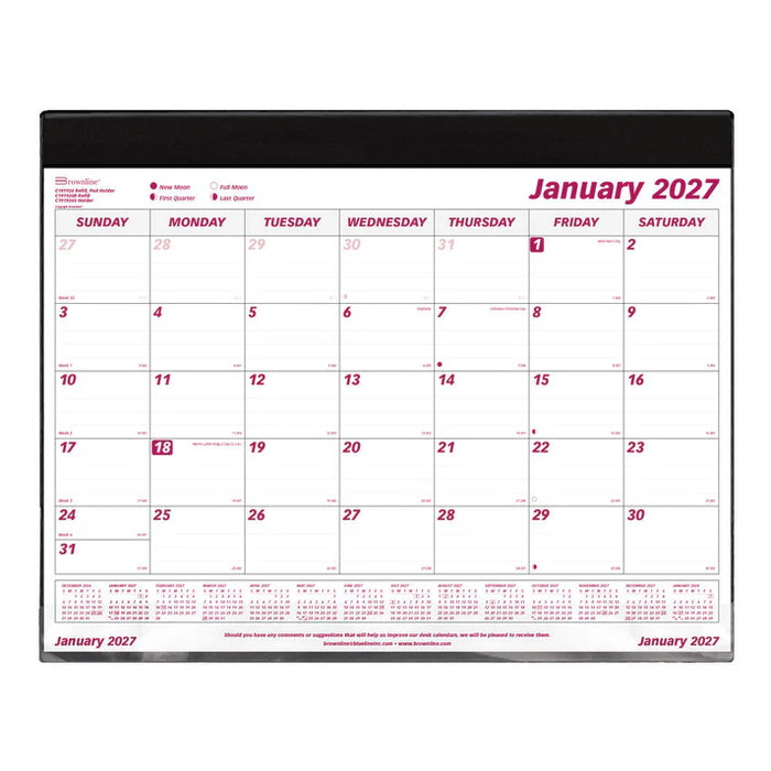 Calendar Pad/Holder-Desk, Monthly 24-1/4X19-1/8 English 2027 (C191924-27)