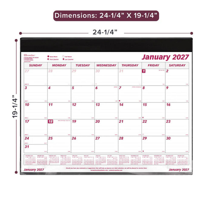 Calendar Pad/Holder-Desk, Monthly 24-1/4X19-1/8 English 2027 (C191924-27)
