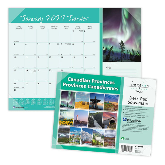 Calendar Pad-Desk Monthly 22X17 Canadian Provinces 2027 (C192118-27)