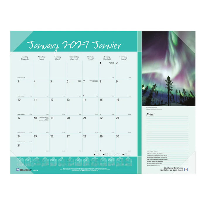 Calendar Pad-Desk Monthly 22X17 Canadian Provinces 2027 (C192118-27)