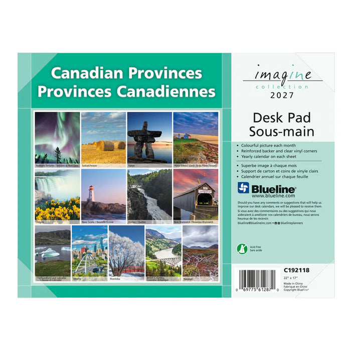Calendar Pad-Desk Monthly 22X17 Canadian Provinces 2027 (C192118-27)