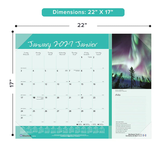 Calendar Pad-Desk Monthly 22X17 Canadian Provinces 2027 (C192118-27)