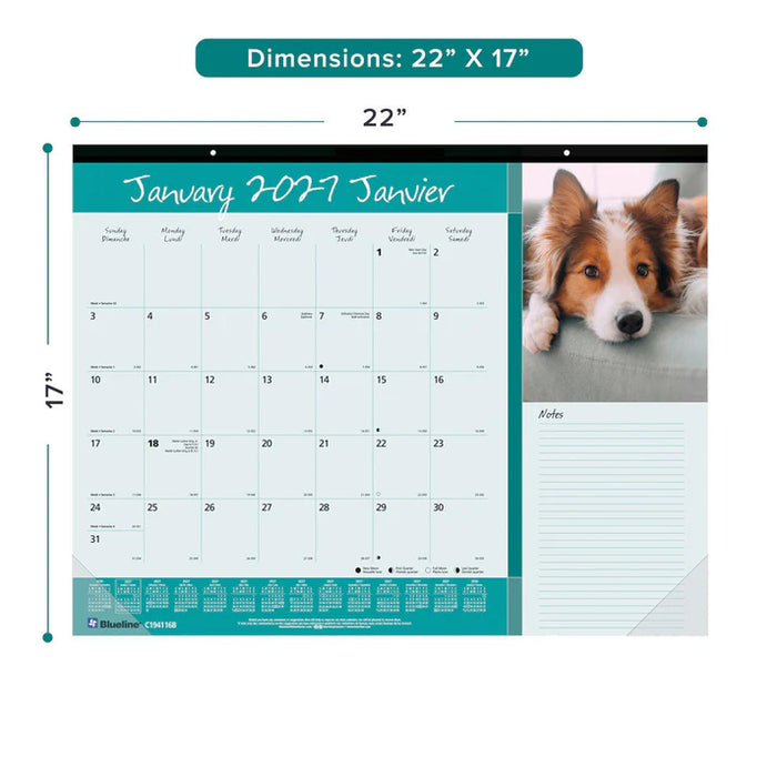 Calendar Pad-Desk Monthly 22X17 Man'S Best Friend(Dogs) 2027 (C194116B-27)