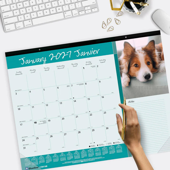 Calendar Pad-Desk Monthly 22X17 Man'S Best Friend(Dogs) 2027 (C194116B-27)