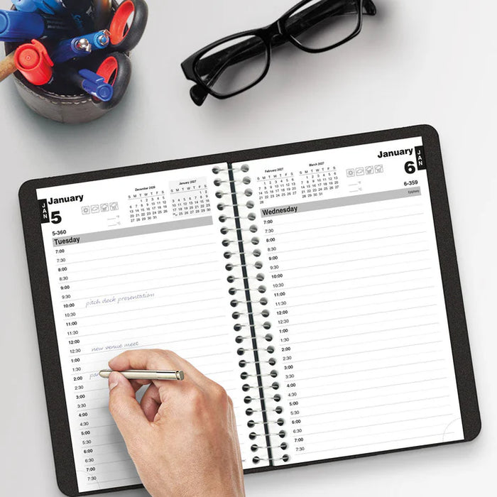 Planner-Daily, Wire 8X5 Black,English 2027 (C2504.81T-27)