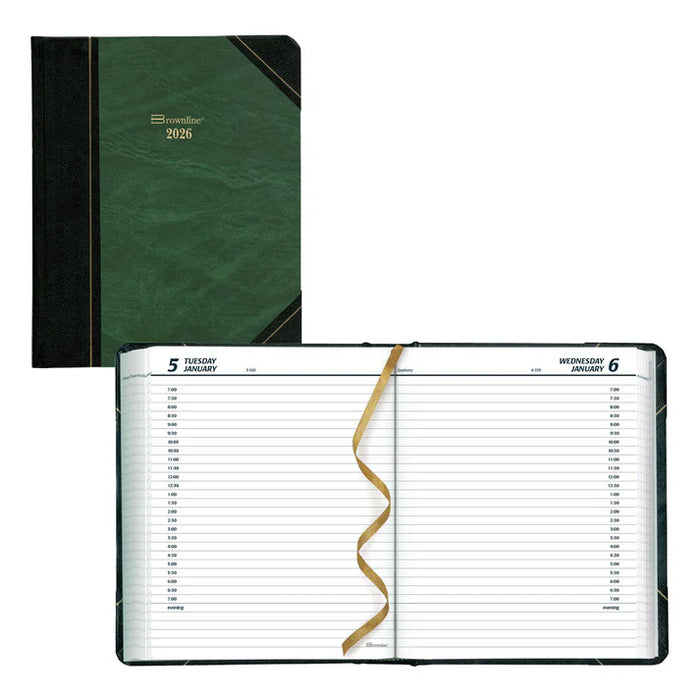 Brownline 2027 Planner-Daily, Hard 8-1/8X6-9/16 1/2 Hour Green English (C517F-27)