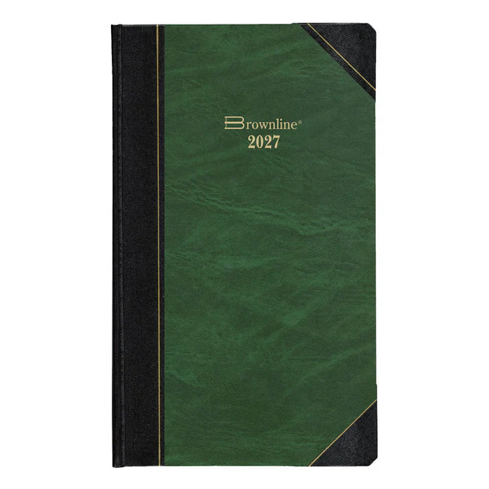 Brownline Planner-Daily, Hard 13-3/8X8" 1/2 Hour Green Bilingual 2027 (C530F-27)