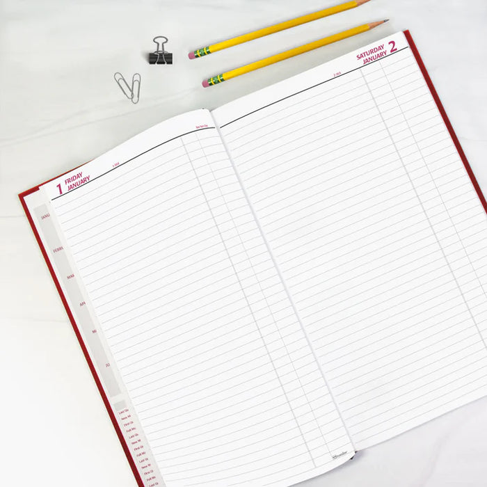 Planner-Daily, Hard 13-3/8X7-7/8 Cash Red, English 2027 (C551.RED-27)