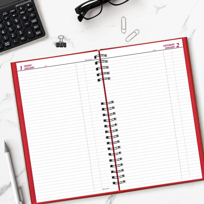 Planner-Daily, Coilpro 13-3/8X7-7/8 Cash Red, English 2027 (C551C.RED-27)