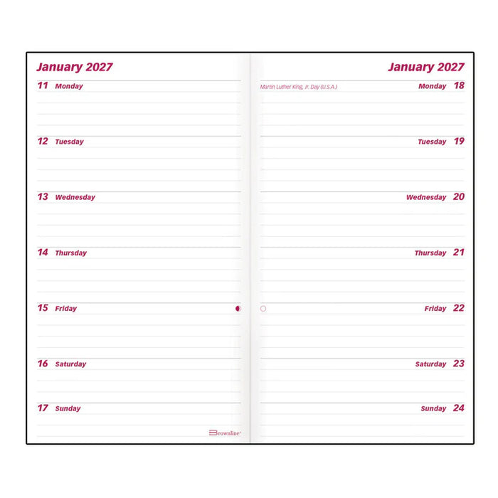 Planner-2 Week, Stitched 6X3-1/2 Black, English 2027 (C5626.81Z-27)