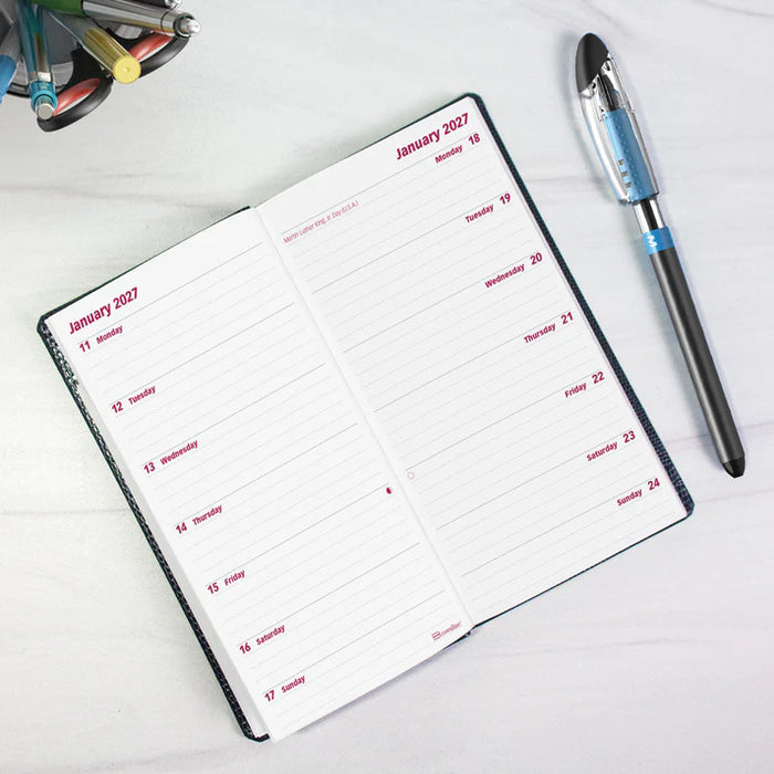 Planner-2 Week, Stitched 6X3-1/2 Black, English 2027 (C5626.81Z-27)
