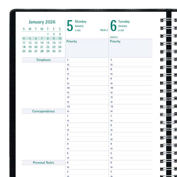 Planner-Weekly/Monthly 10-1/4X7-5/8 Black, English 2026