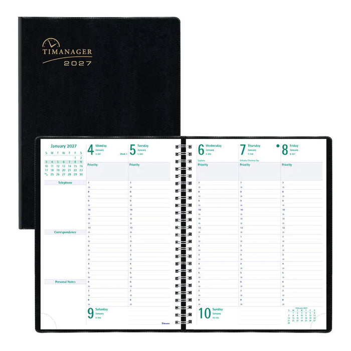 Planner-Weekly/Monthly 10-1/4X7-5/8 Black, English 2027 (C5900.81-27)