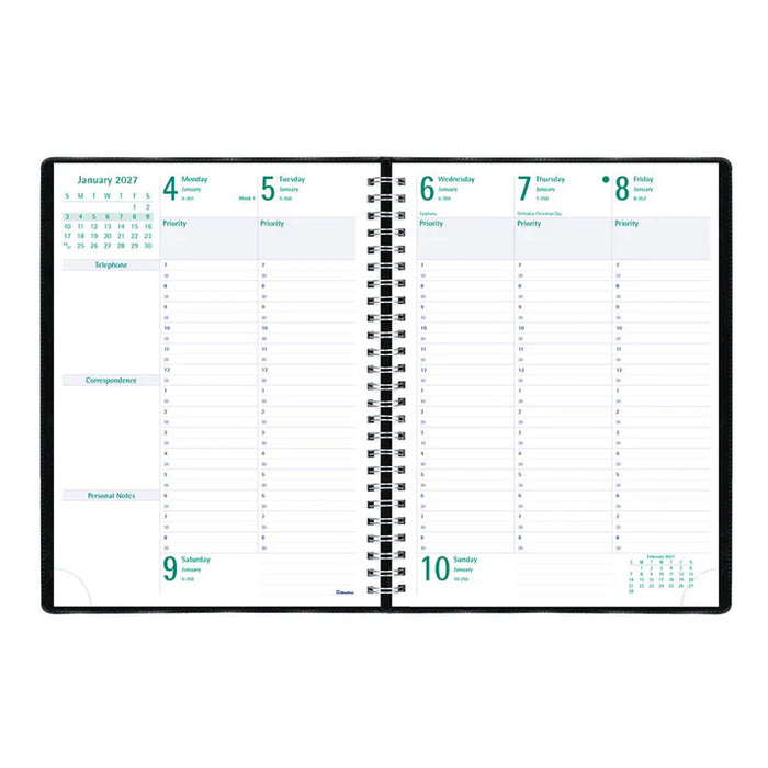 Planner-Weekly/Monthly 10-1/4X7-5/8 Black, English 2027 (C5900.81-27)