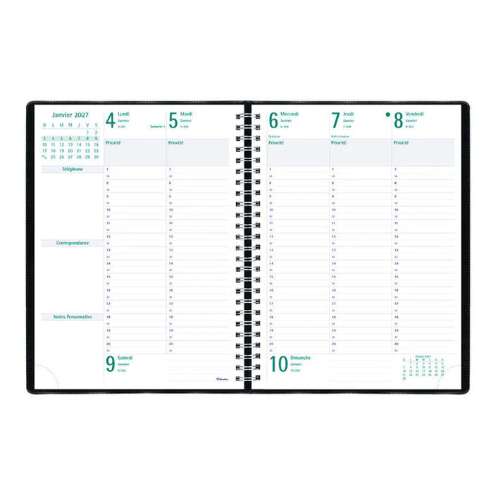 Planner-Weekly,5 Day 10-1/4X7-5/8 Black,French  2027 (C5900.81F-27)