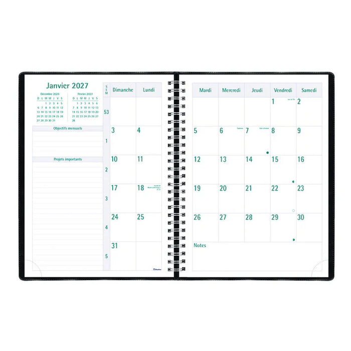 Planner-Weekly,5 Day 10-1/4X7-5/8 Black,French  2027 (C5900.81F-27)