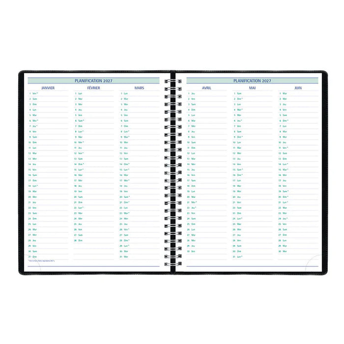 Planner-Weekly,5 Day 10-1/4X7-5/8 Black,French  2027 (C5900.81F-27)