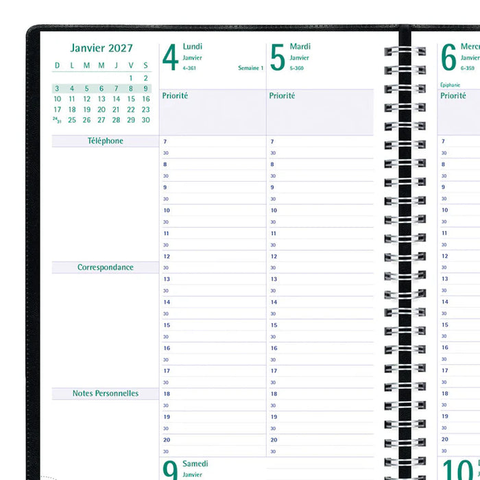 Planner-Weekly,5 Day 10-1/4X7-5/8 Black,French  2027 (C5900.81F-27)
