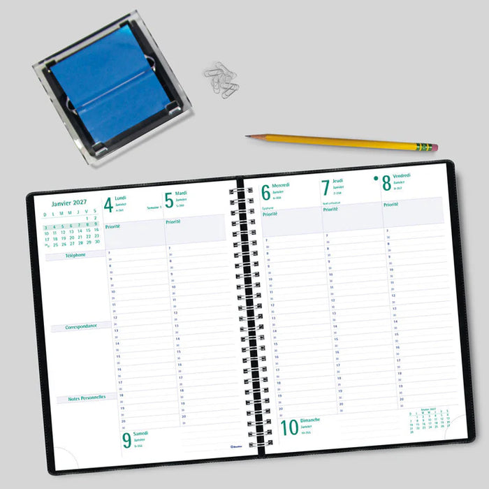 Planner-Weekly,5 Day 10-1/4X7-5/8 Black,French  2027 (C5900.81F-27)