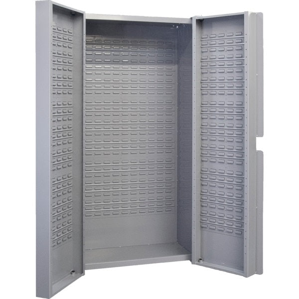 Storage Bin Cabinet-Deep Door, 118 Bin, Grey