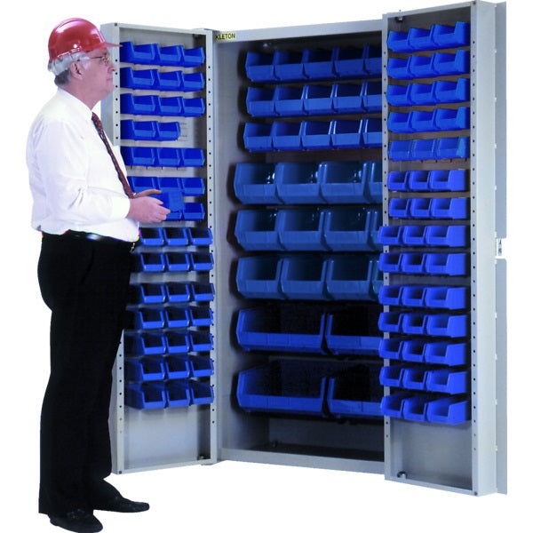 Storage Bin Cabinet-Combination Blue Bins