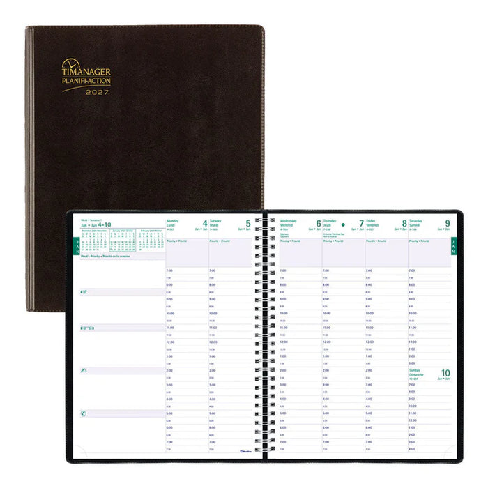 Timanager® 13-Month Weekly/Monthly Appointment Book, 2027, Bilingual, Black (CBBM2.BLK-27)