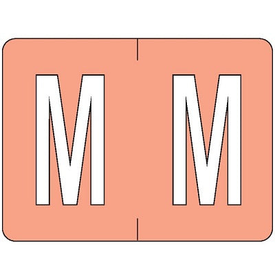 Labels-Alphabetic Colour Code, M Salmon Pink