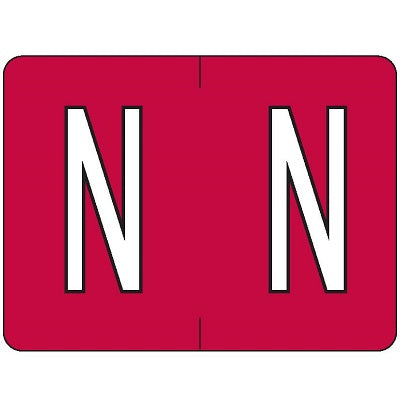 Labels-Alphabetic Colour Code, N Red