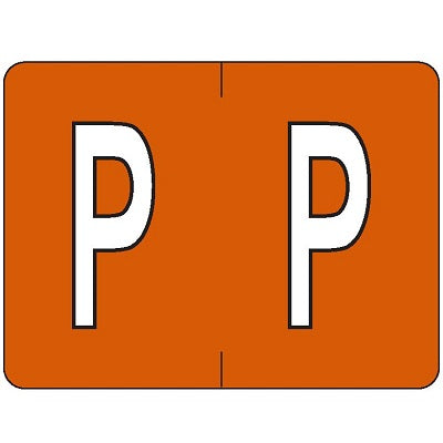Labels-Alphabetic Colour Code, P Dark Orange