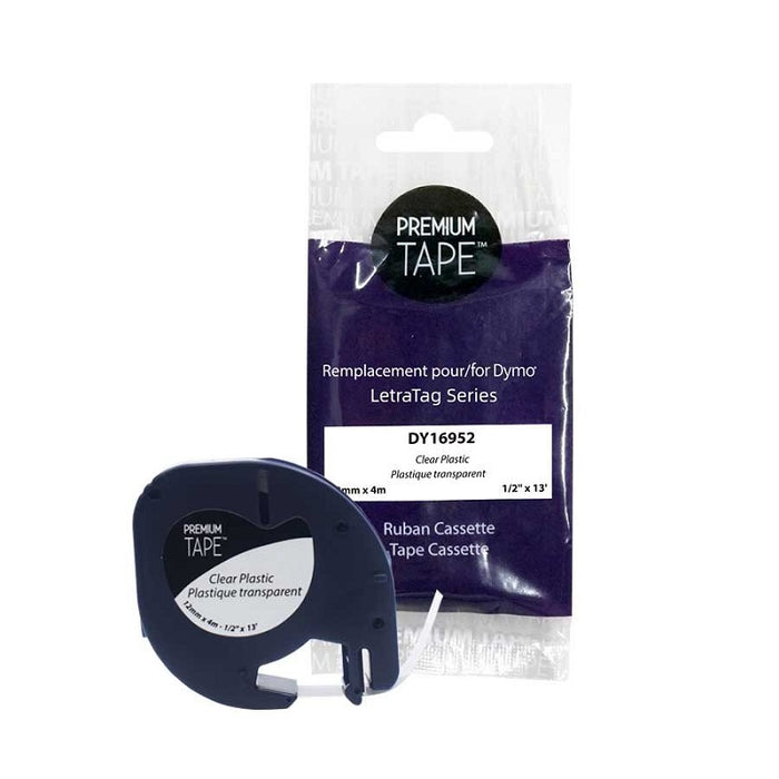 Tape-Dymo A16952 Compatible Plastic 12Mm, Black On Clear