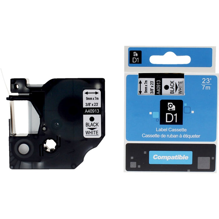 Tape-Dymo 40913/41913 Compatible, 3/8" X 23' Black On White
