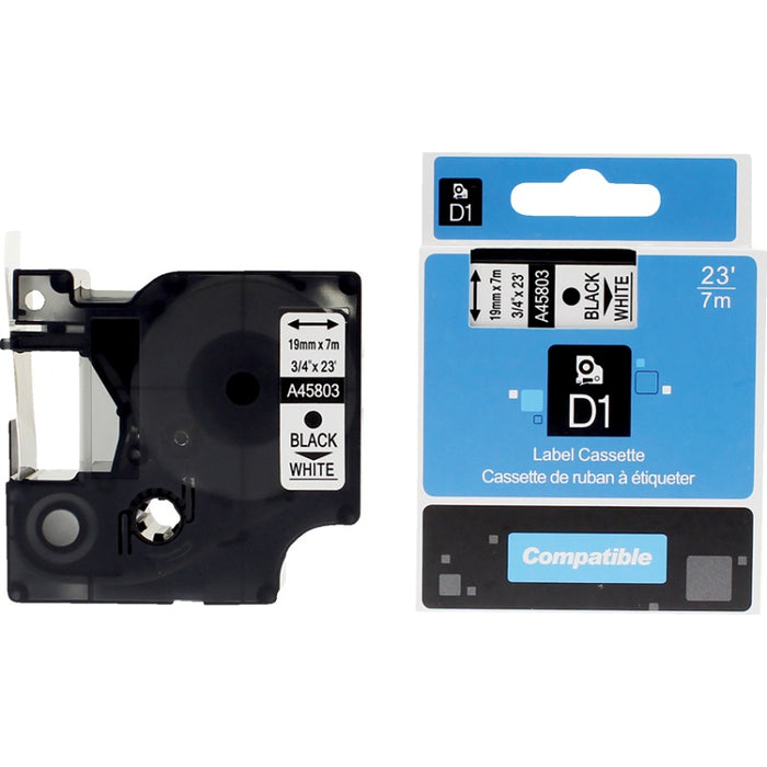 Tape-Dymo 45803 Compatible, 3/4" X 23' Black On White