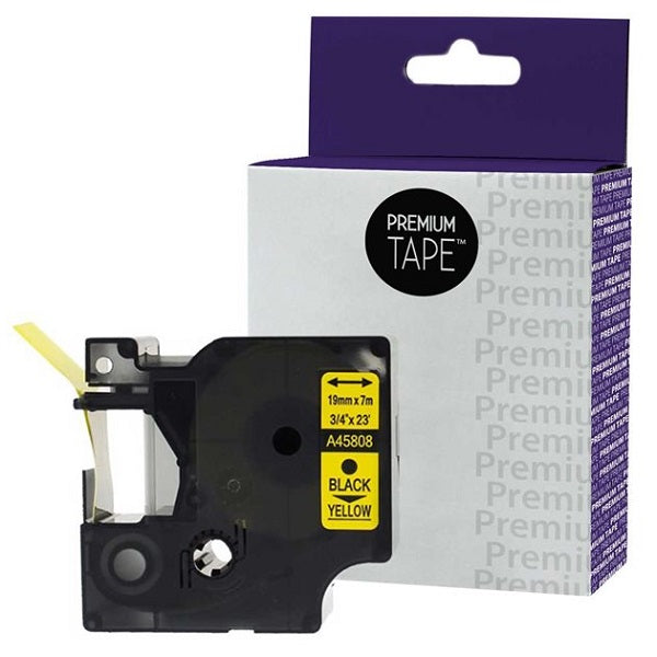 Tape-Dymo A45808 Compatible 3/4" X 23' Black On Yellow