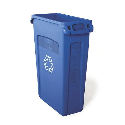 Recycling Container-Slim Jim Plastic, 87.1L Blue /Logo