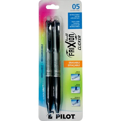 Pen-Retractable, Frixion Clicker Erasable, 0.5Mm Black 2/Pk