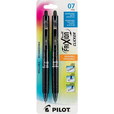 Pen-Retractable, Frixion Clicker Erasable, 0.7Mm Black 2/Pk