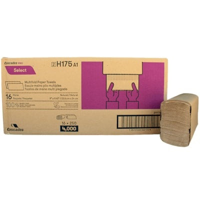 Paper Towel-Multifold, Cascade Pro, 1-Ply Natural 16 X 250