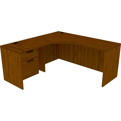 Workstation-Innovations L-Shaped Single Pendestal,Blk Walnut