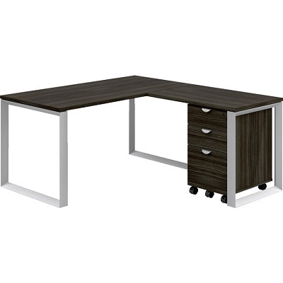 Workstation-Innovations L Shaped W/Pedestal 60X66 Grey Dusk