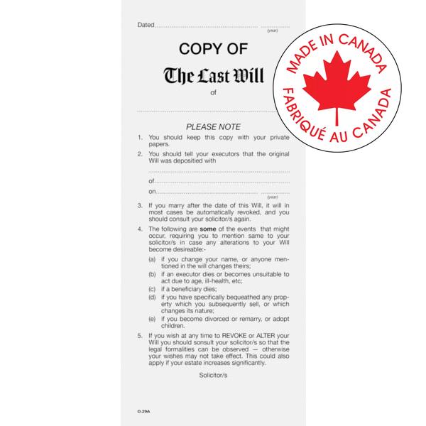 Legal-Copy Of Last Will Envelopes 50/Pk