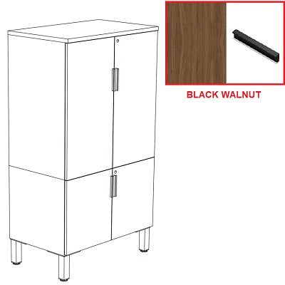 Storage Cabinet-Levels Series, With Riser Feet, Black Walnut